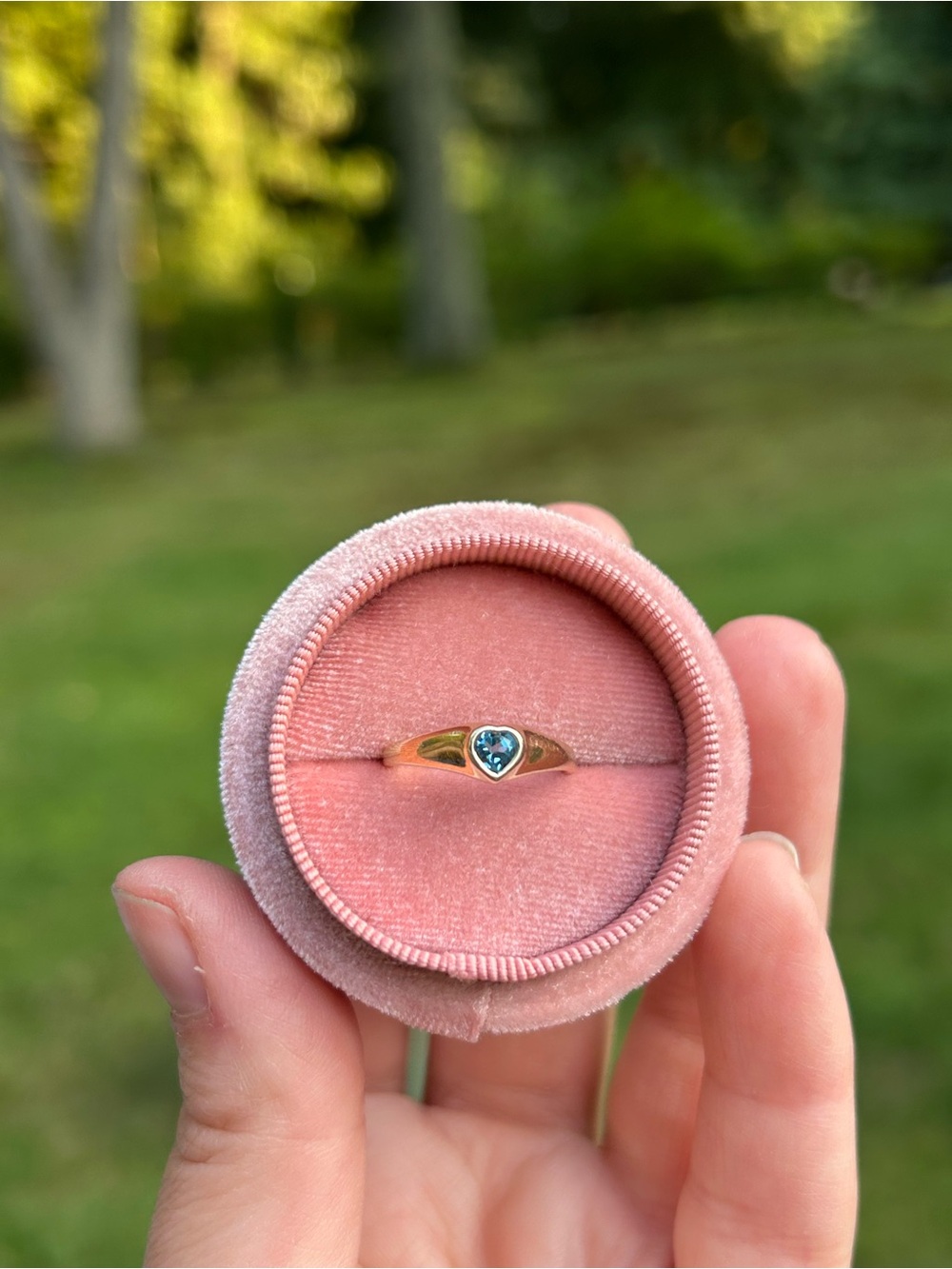 10k Gold Ring Ring with Blue Topaz Heart Gemstone CUTE